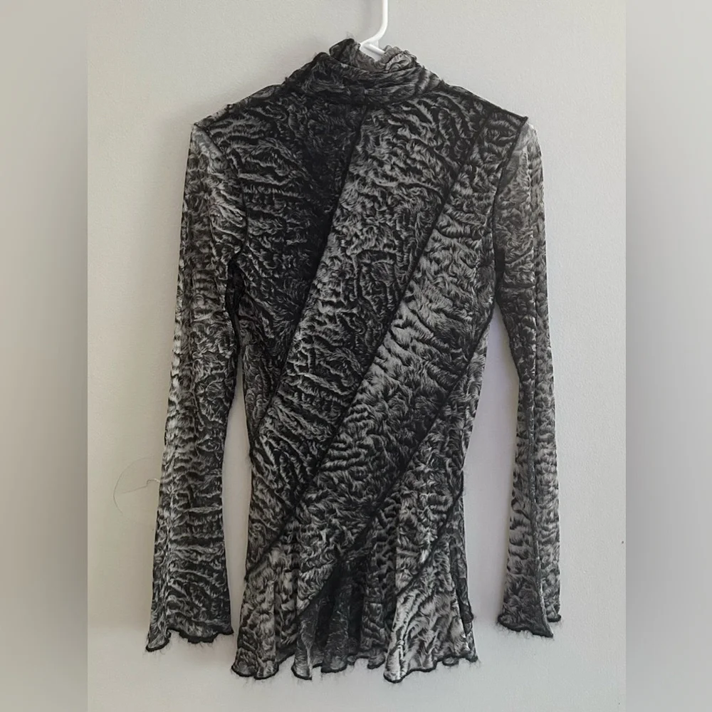 Vintage Jean Paul Gaultier Fuzzi Mesh Long Sleeve Turtleneck Top | Size M - Picture 5 of 8